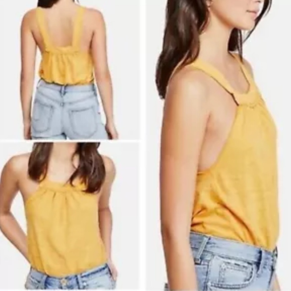 We The Free People Good For You Slub Solid Tank Top Poppy Butter Yellow M/L